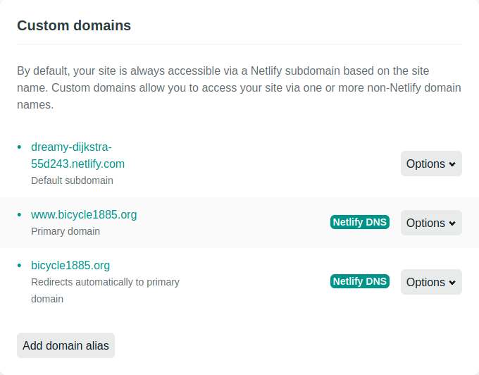 screenshot of domain management settings